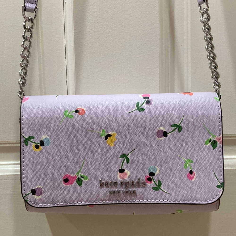 Kate Spade Lavender Purple Wildflower Ditsy Floral Crossbody Purse Bag - Picture 3 of 17